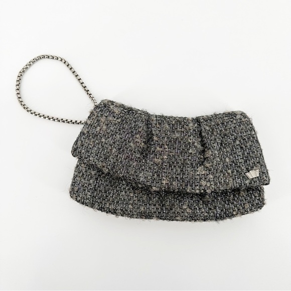 Henri Bendel Tweed Clutch Wristlet Silver - Picture 1 of 5